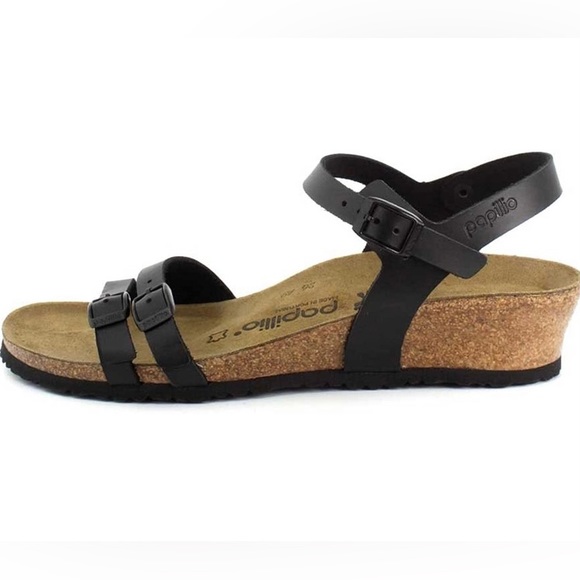 Wedges Sandals Papillo Sandals black faux leather upper strappy sandals EU 40 - Picture 3 of 5
